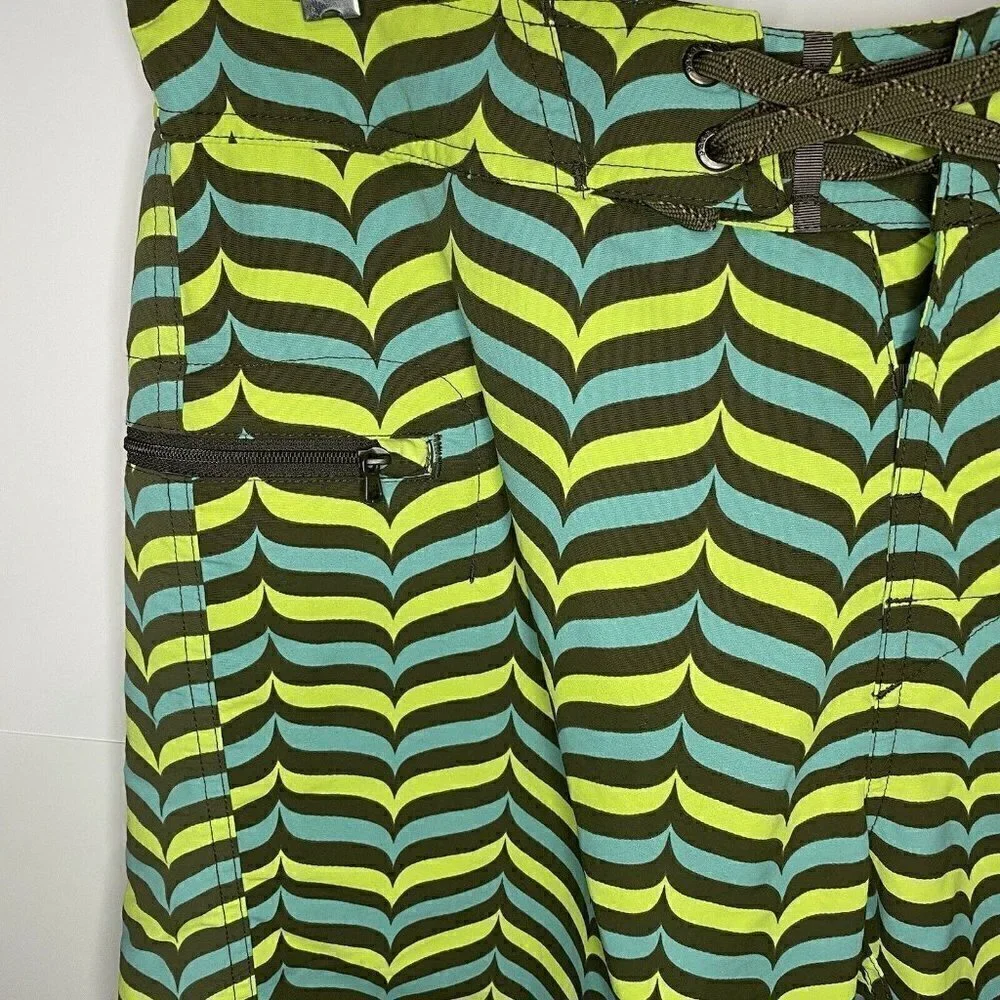 Patagonia Sz 30” Mens 10” Board Shorts Drawstring Brown Aqua Yellow Nylon